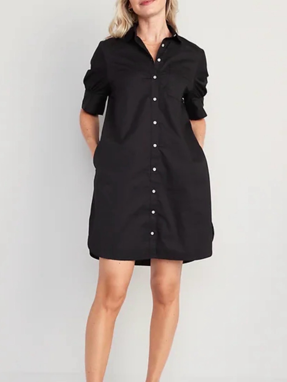 Old Navy Black Short-Sleeve Button-Up Shirt